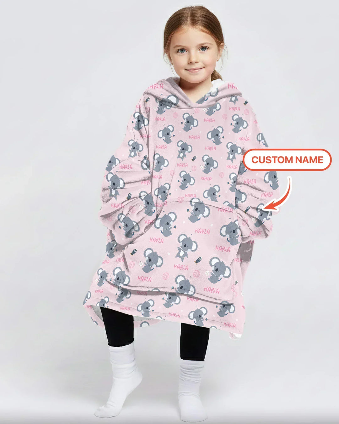 Custom Name Cosmic Koala Blanket Hoodie