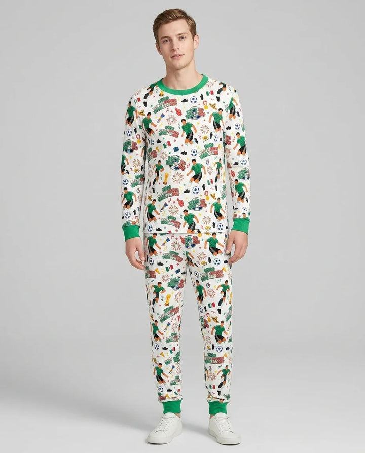 World Soccer Tournament Let's Go Mexico Family Matching Bamboo Men's Pajama Set