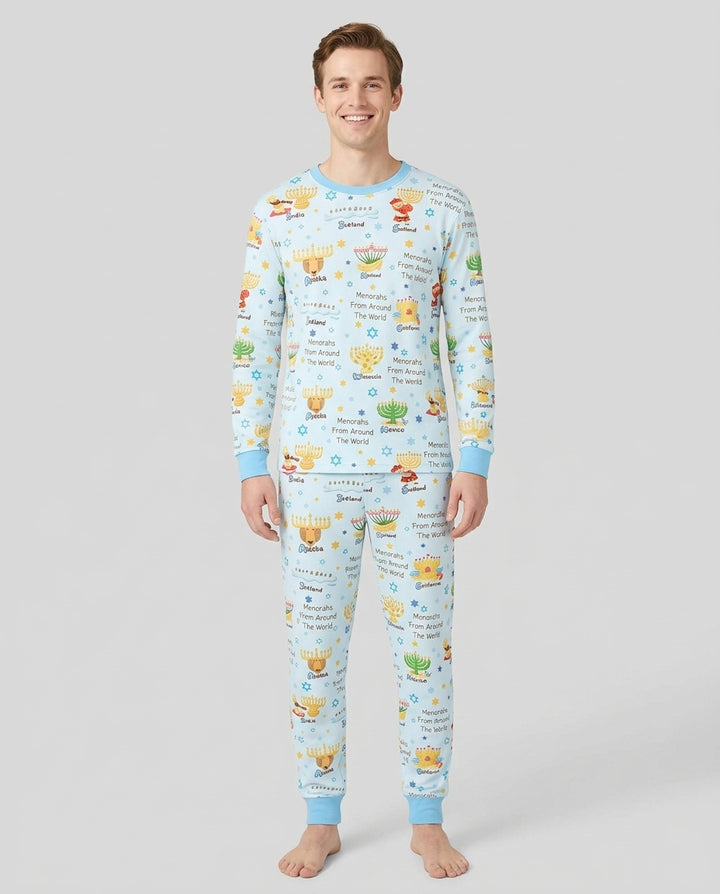 Menorahs From Around The World Bamboo Men's Pajama Set