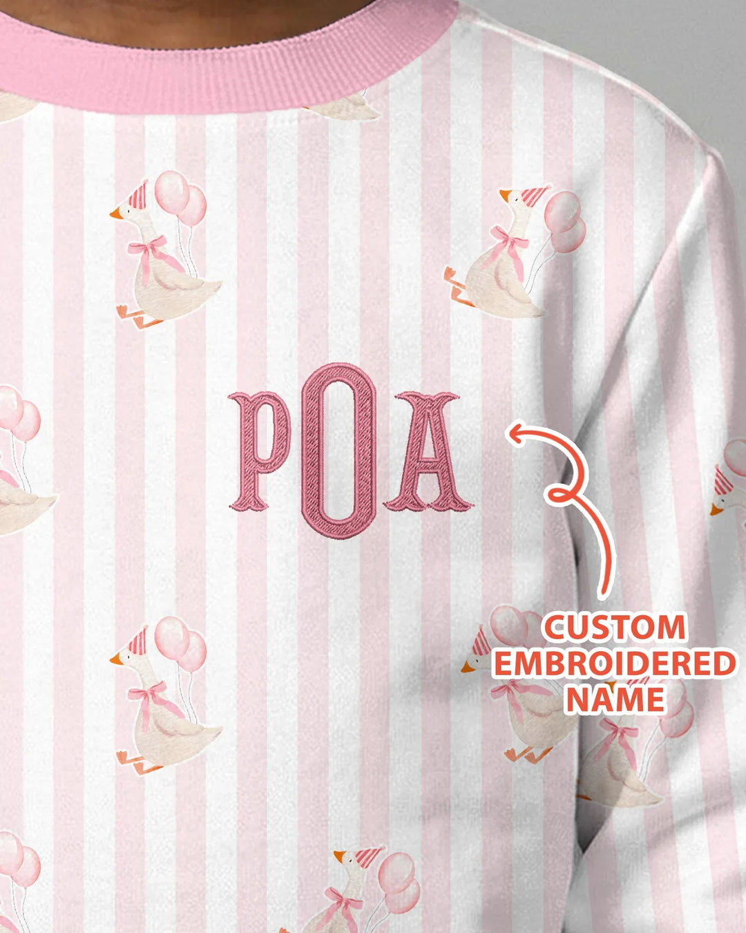 Sudadera de bambú con cuello redondo para niña de cumpleaños, bordada con nombre personalizado
