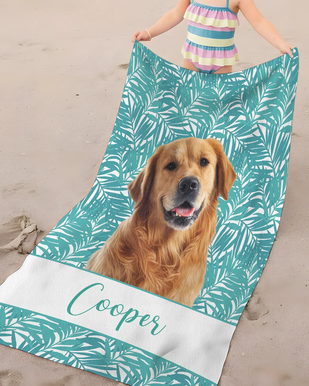 Toalla de playa de bambú para perros con foto personalizada