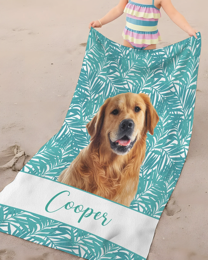 Toalla de playa de bambú para perros con foto personalizada