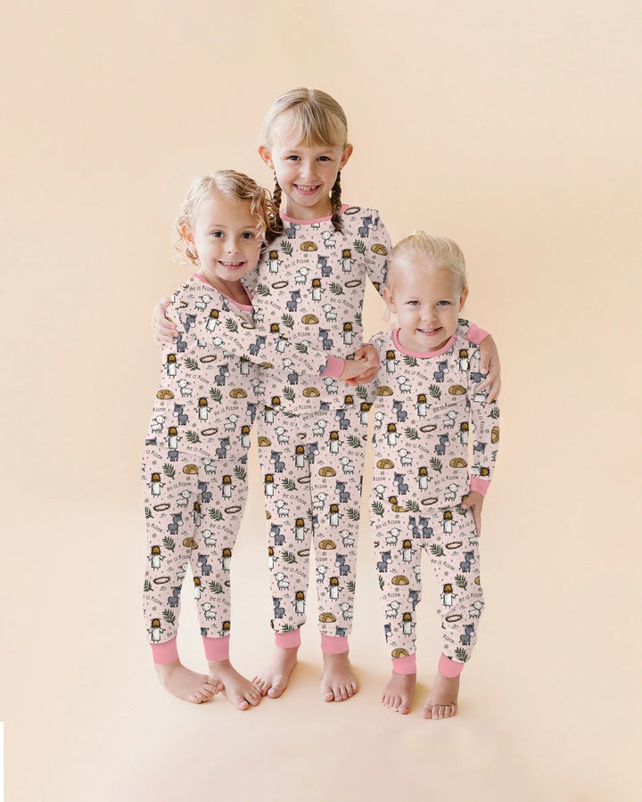 He Is Risen Easter Family Matching Two Piece Long Sleeve Pajama Set
