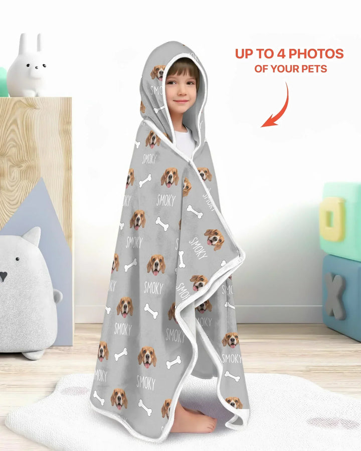 Custom Name and Pet Photos Wearable Hooded Blanket