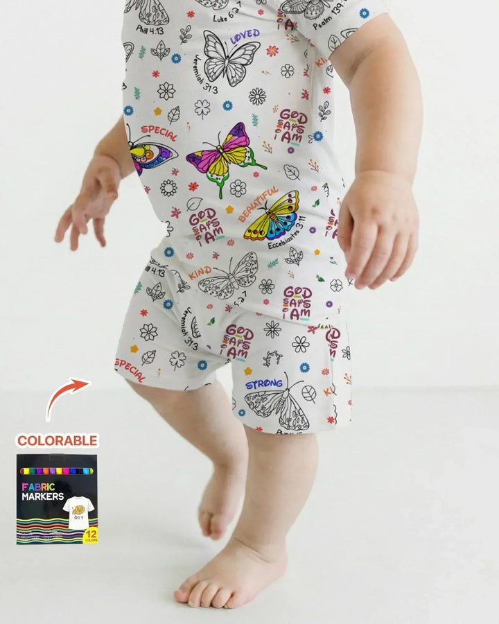 Template Zweiteiliges Pyjama-Set mit kurzen Ärmeln und Shorts