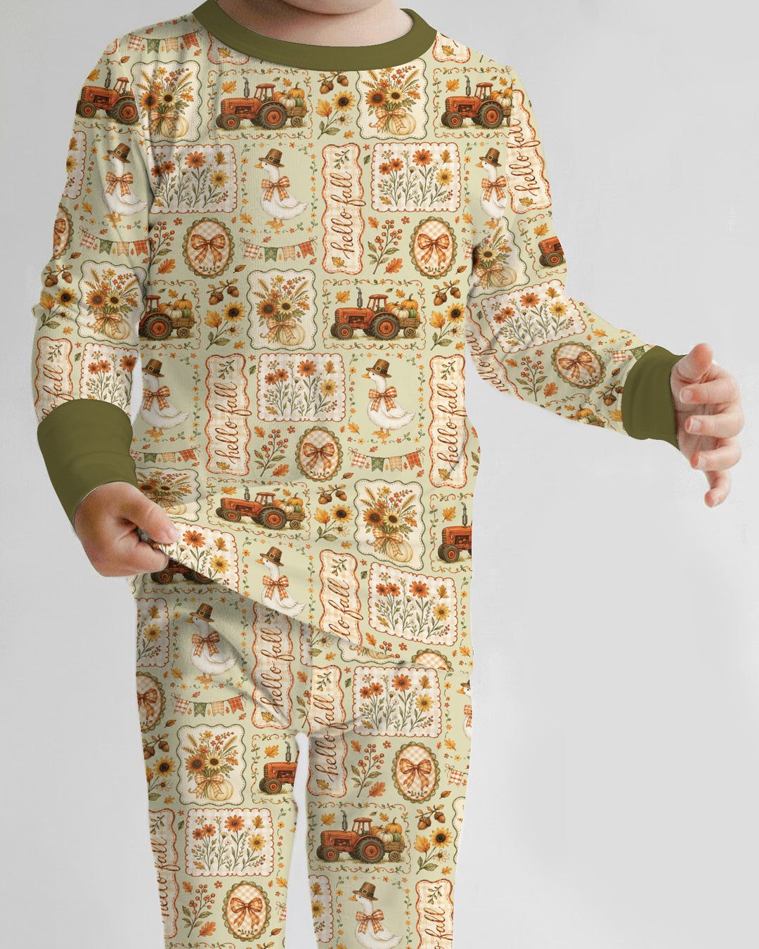 Farmhouse Fall Goose Family Matching Bamboo Two Piece Long Sleeve Pajama Set