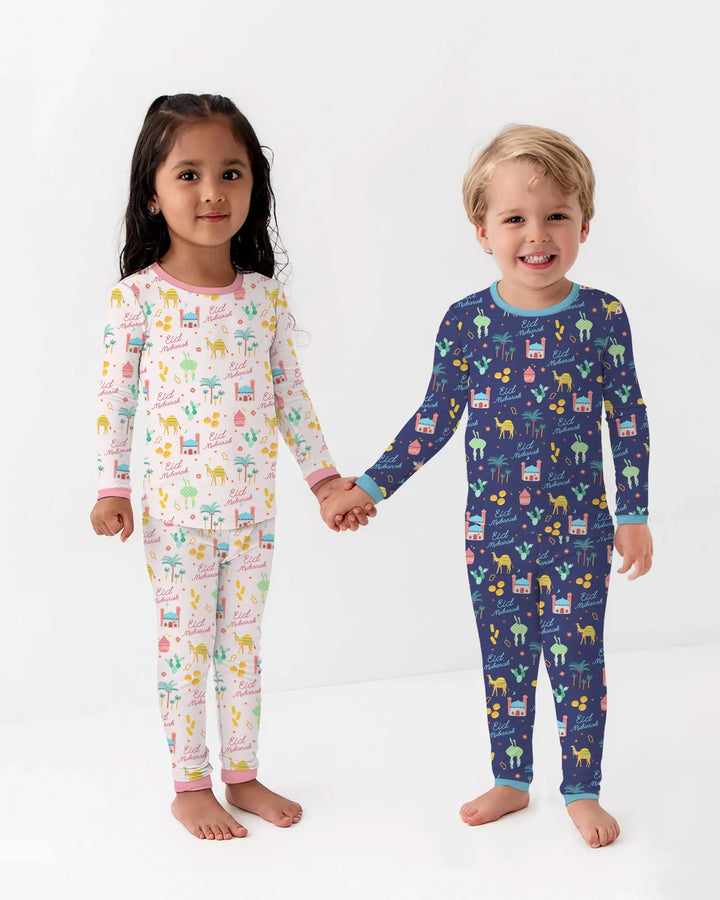Eid Mubarak Matching Family Two Piece Long Sleeve Pajama Set