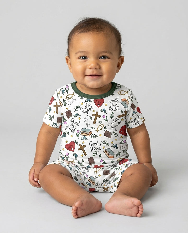 Conjunto de Pijama de Dos Piezas de Bambú con Mangas Cortas y Pantalones Cortos