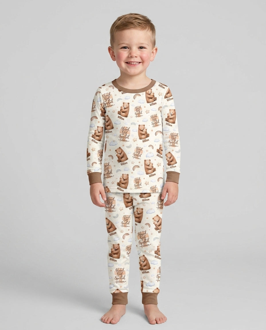 Conjunto de pijama de dos piezas de bambú con mangas largas, plantilla PERSONALIZADA