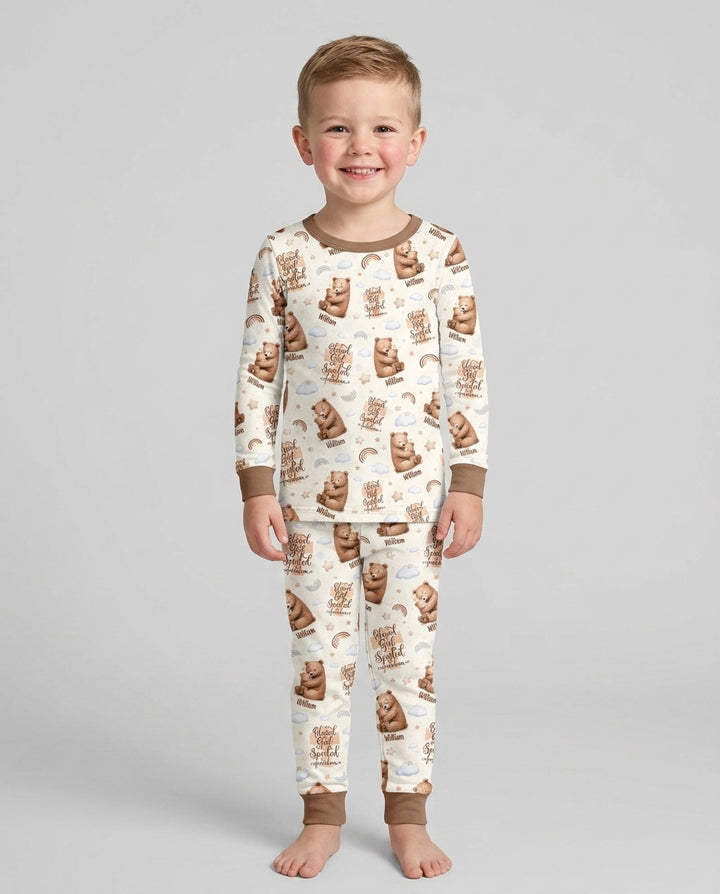 Conjunto de pijama de dos piezas de bambú con mangas largas, plantilla PERSONALIZADA