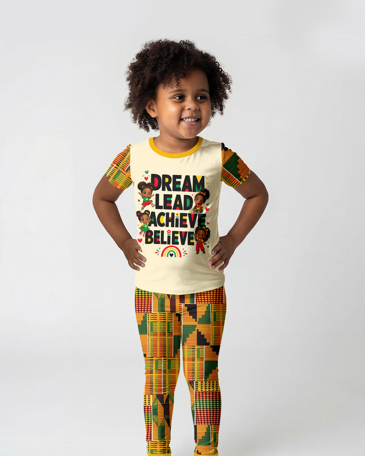 Black Girl Dream Lead Achieve Believe Bamboo Two Piece Short Sleeve Pajama Set
