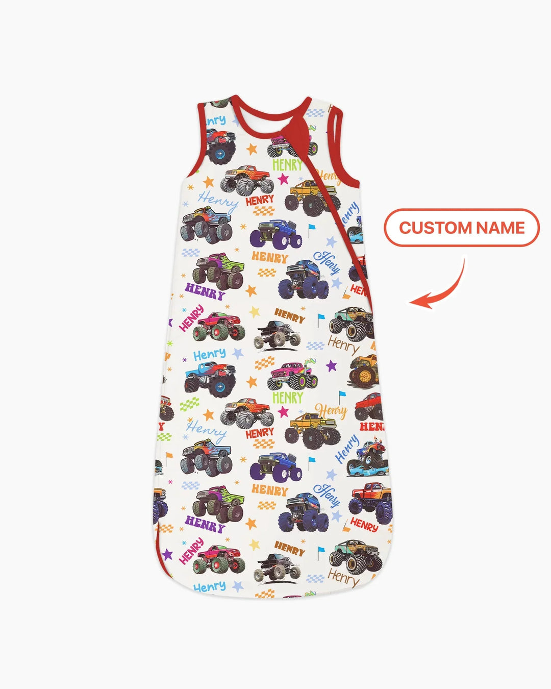 Saco de Dormir de Bambú con Nombre Personalizado de Camión Monstruo