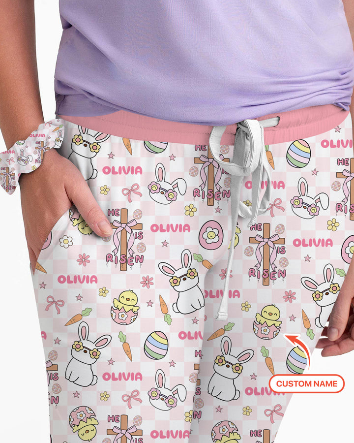 Custom Name Retro Easter Women Pajama Set
