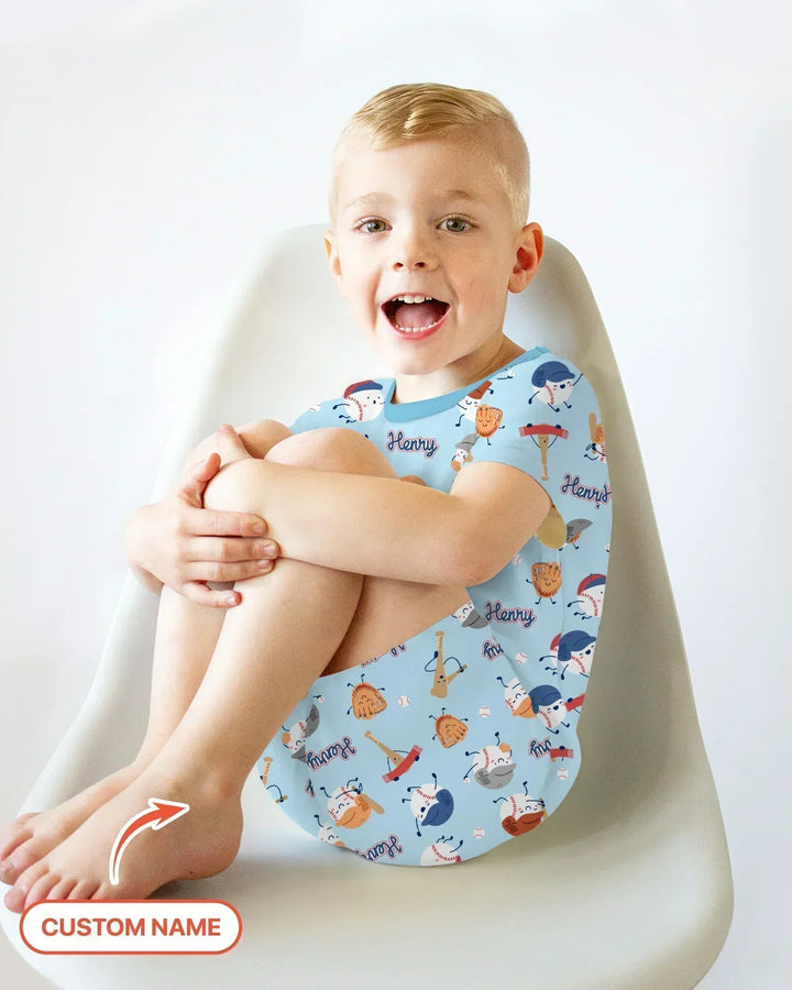 Custom Name Ballparl Family Matching Bamboo Two Piece Short Sleeve Shorts Pajama Set