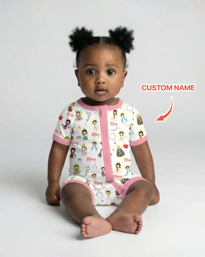 Custom Name Mother Mary Bamboo Shorty Zippy