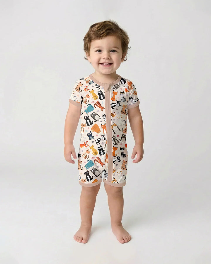 Goofy Mischief Cat Family Matching Bamboo Shorty Zippy
