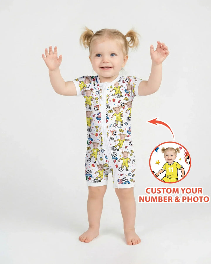 Plantilla PERSONALIZADA de Bambú Pijama Corto con Cremallera