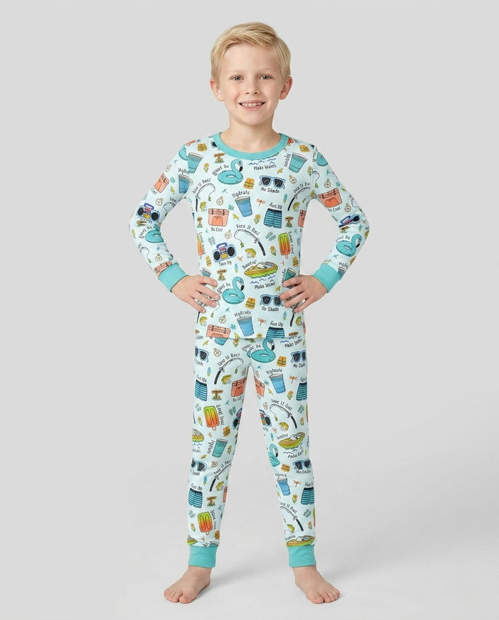 Zweiteiliges Langarm-Pyjama-Set mit Sommerfrüchten