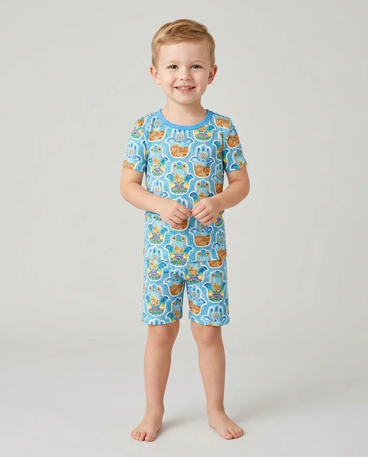 Conjunto de Pijama de Dos Piezas de Bambú con Mangas Cortas y Pantalones Cortos