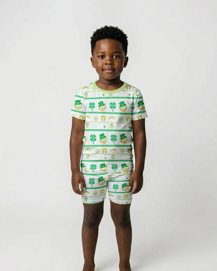 Happy Saint Patrick's Day Two Piece Short Sleeve Shorts Pajama Set