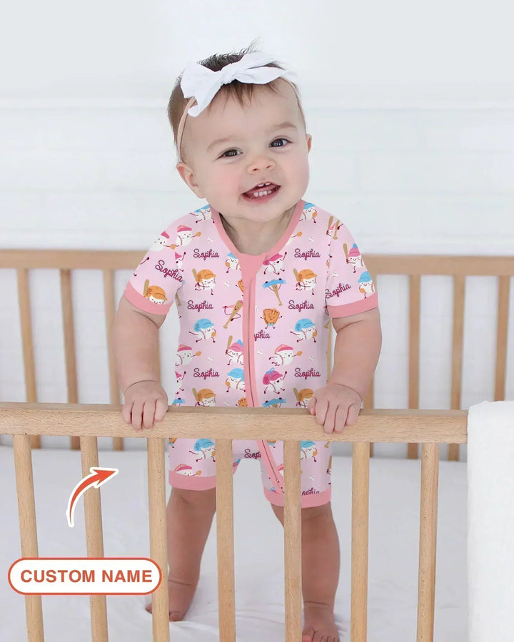 Custom Name Ballparl Family Matching Bamboo Shorty Zippy