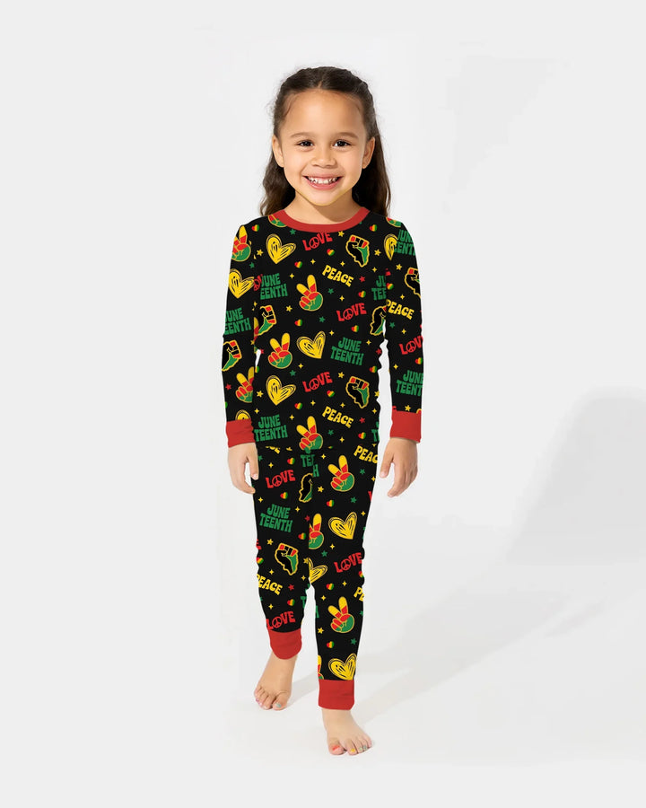 Peace Love Juneteenth Bamboo Two Piece Long Sleeve Pajama Set
