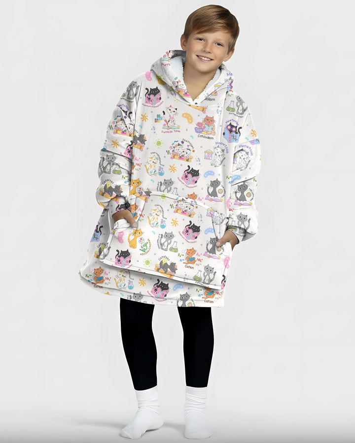 Funny Cat Love Scientist Bamboo Blanket Hoodie