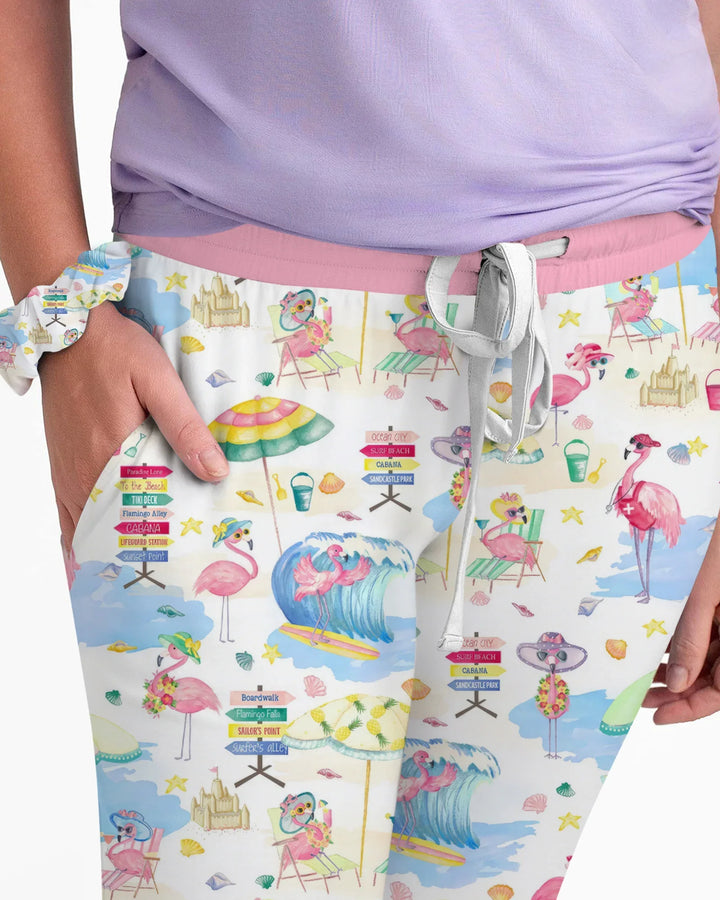 Flamingo Beach Familien-Schlafanzugset aus Bambus für Damen