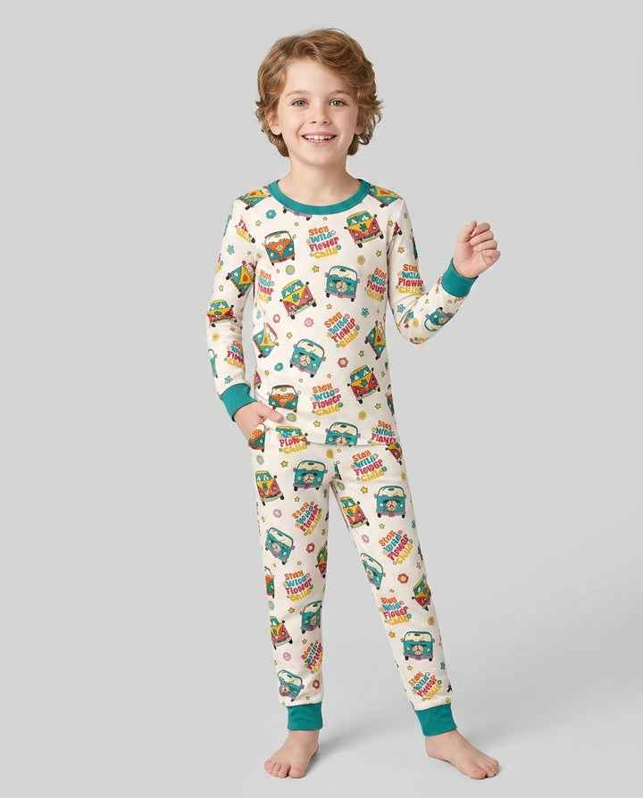 Stay Wild Flower Child Bamboo Two Piece Long Sleeve Pajama Set