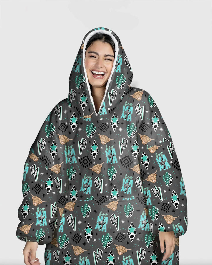 Western Mama & Me Matching Wearable Bamboo Blanket Hoodie
