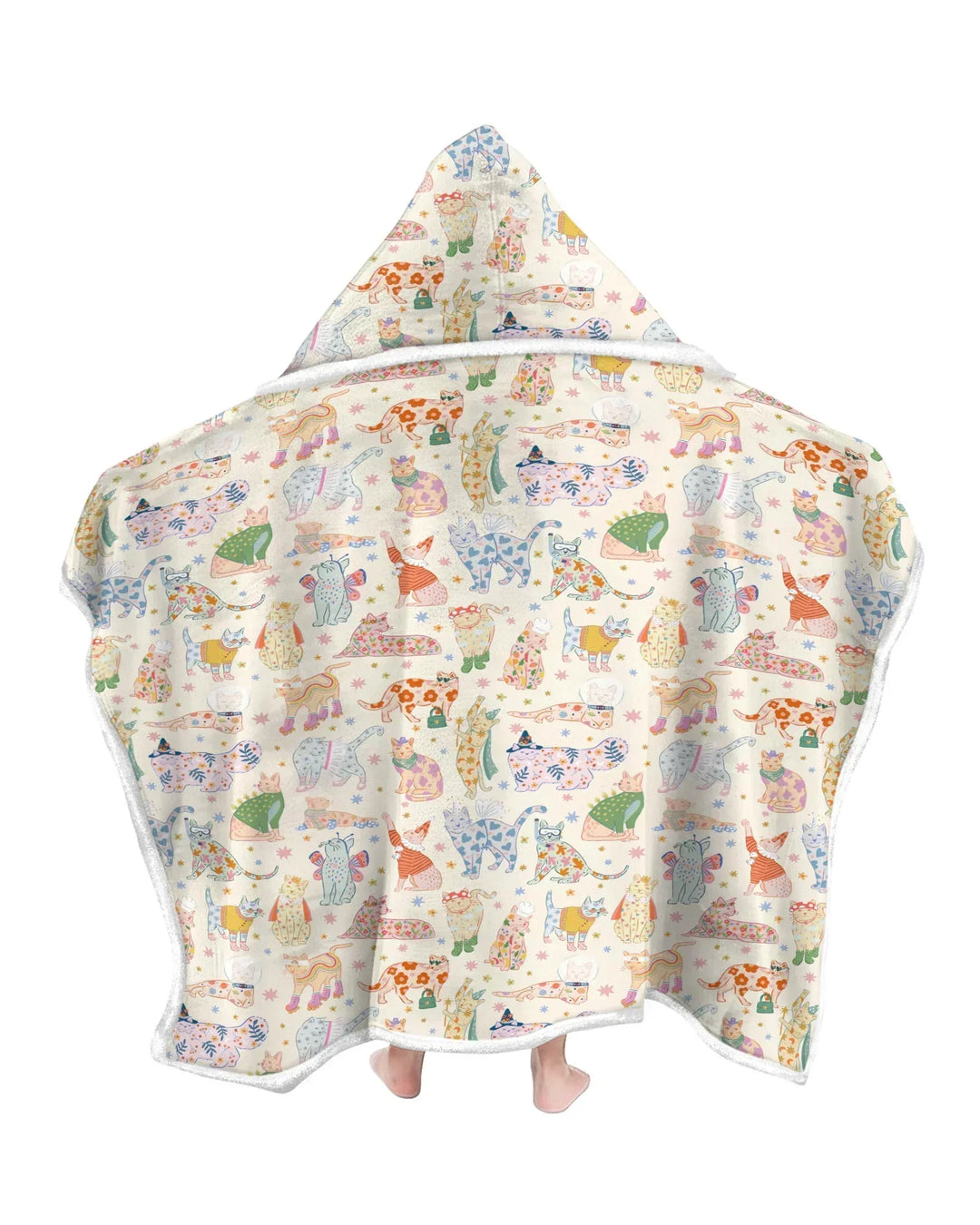 Whimsical Cat Parade Bamboo Wearable Hooded Blanket