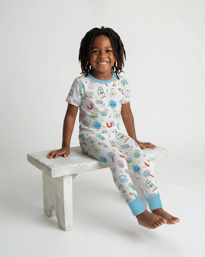 Science Fun Family Matching Bamboo Two Piece Short Sleeve Pajama Set