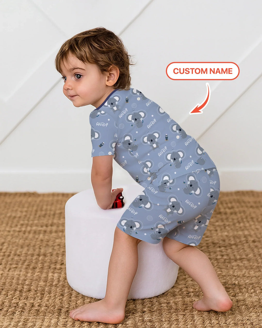 Custom Name Cosmic Koala Two Piece Short Sleeve Shorts Pajama Set