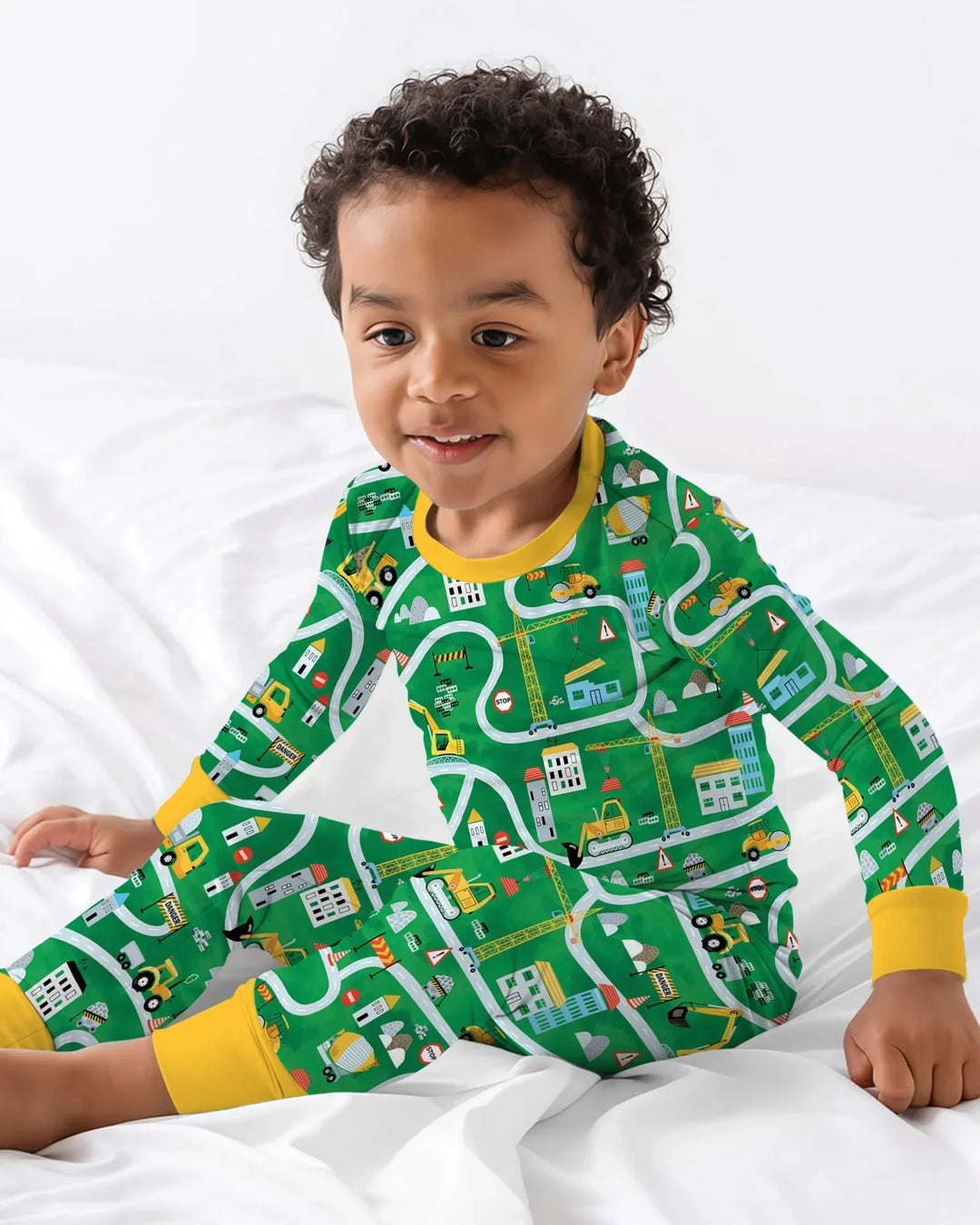 Little Builder Construction Zone Bamboo Two Piece Long Sleeve Pajama Set