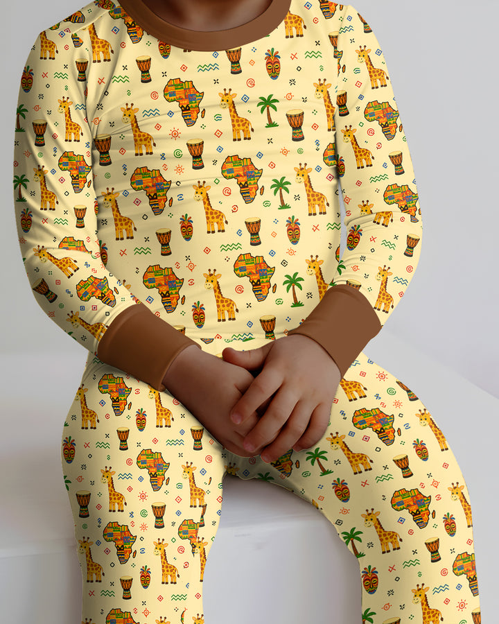 African Culture Bamboo Two Piece Long Sleeve Pajama Set