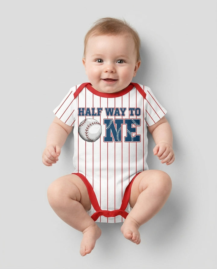 Custom Name Half Way To One Bamboo Bodysuit