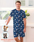 Astronaut Custom Pet Image Family Matching Bamboo Men Short Sleeve Short Pajama Set
