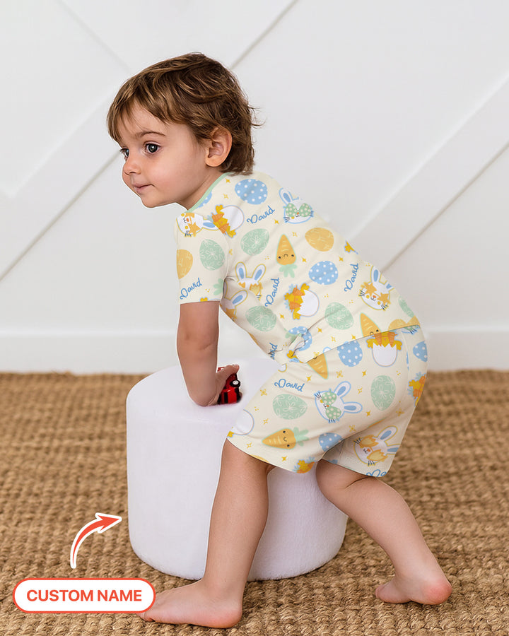 Retro Easter Two Piece Short Sleeve Shorts Pajama Set