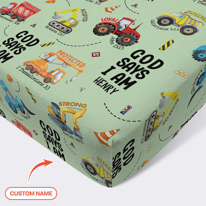 God Says I Am Boy Fitted Crib Sheet