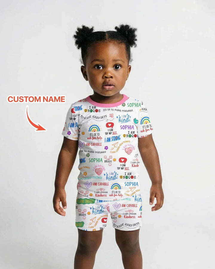 Daily Affirmations Matching Mommy & Baby Bamboo Two Piece Short Sleeve Shorts Pajama Set