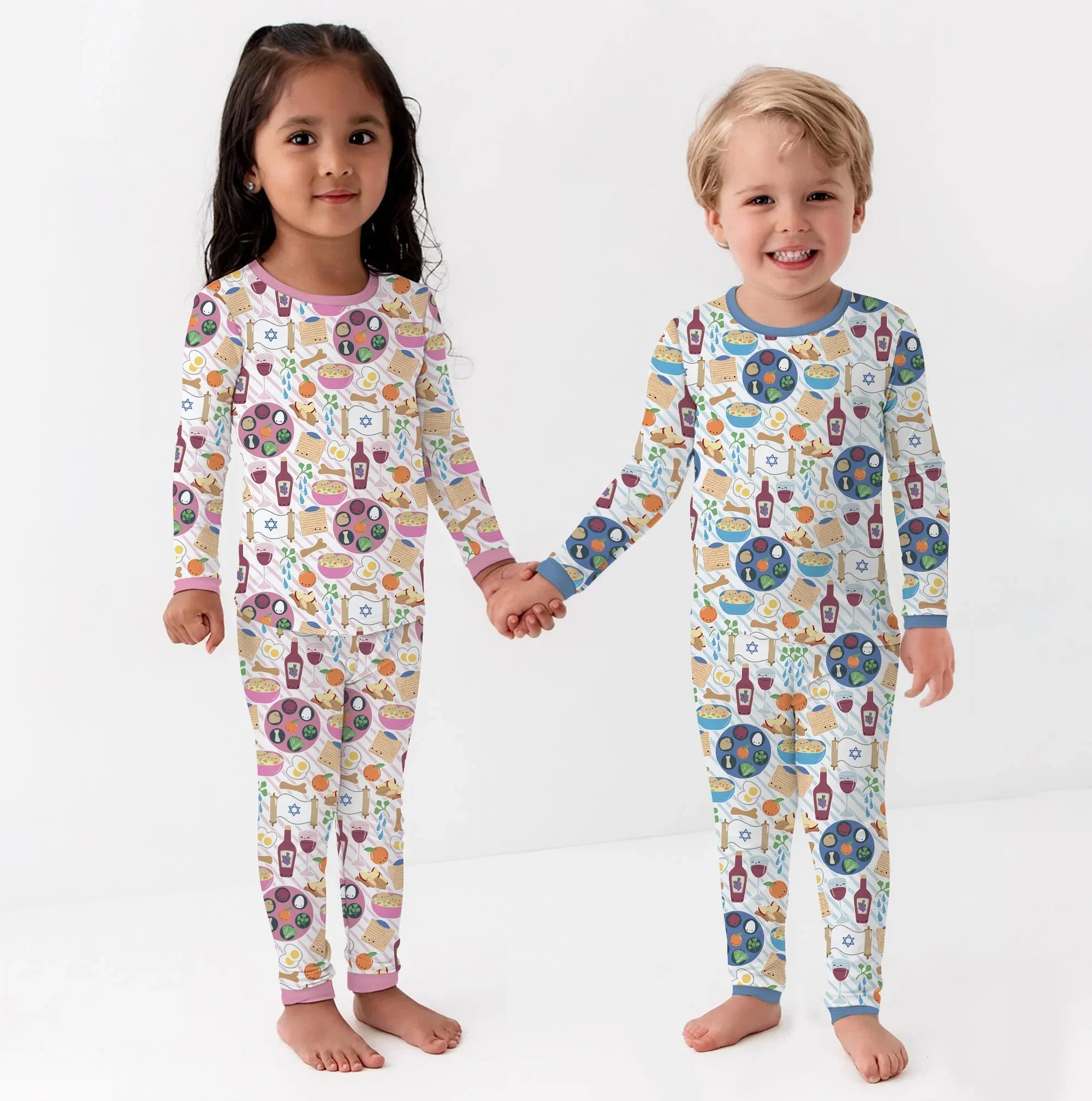 Zweiteiliges Langarm-Pyjama-Set mit Sommerfrüchten