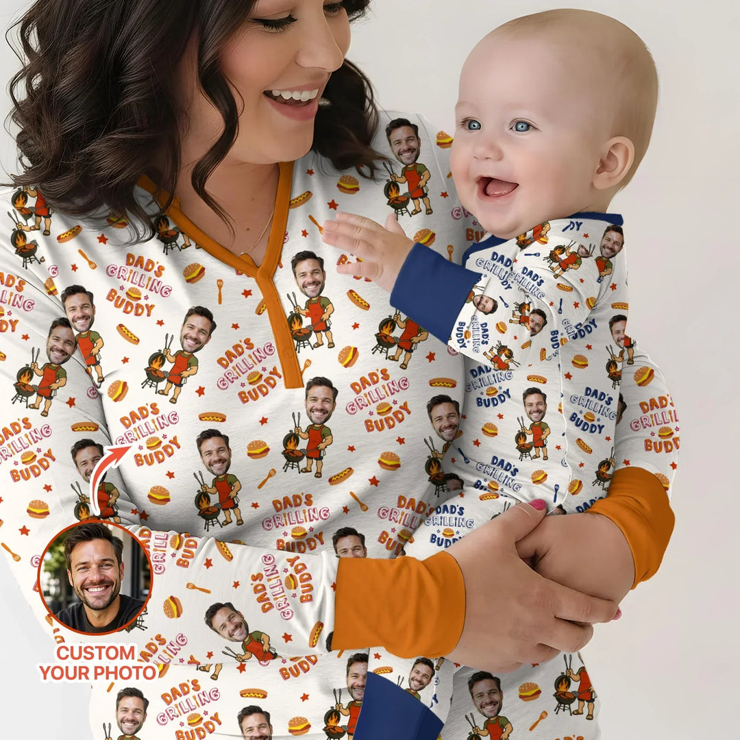 Custom Photo Dad's Grilling Buddy Family Matching Bamboo Convertible Zippy