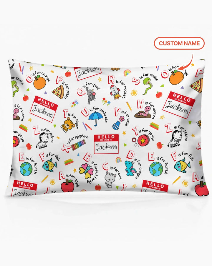 Custom Name Hello School ABCs Bamboo Pillow Case