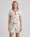 Preppy Coastal Bamboo Women Short Sleeve Short Pajama Set