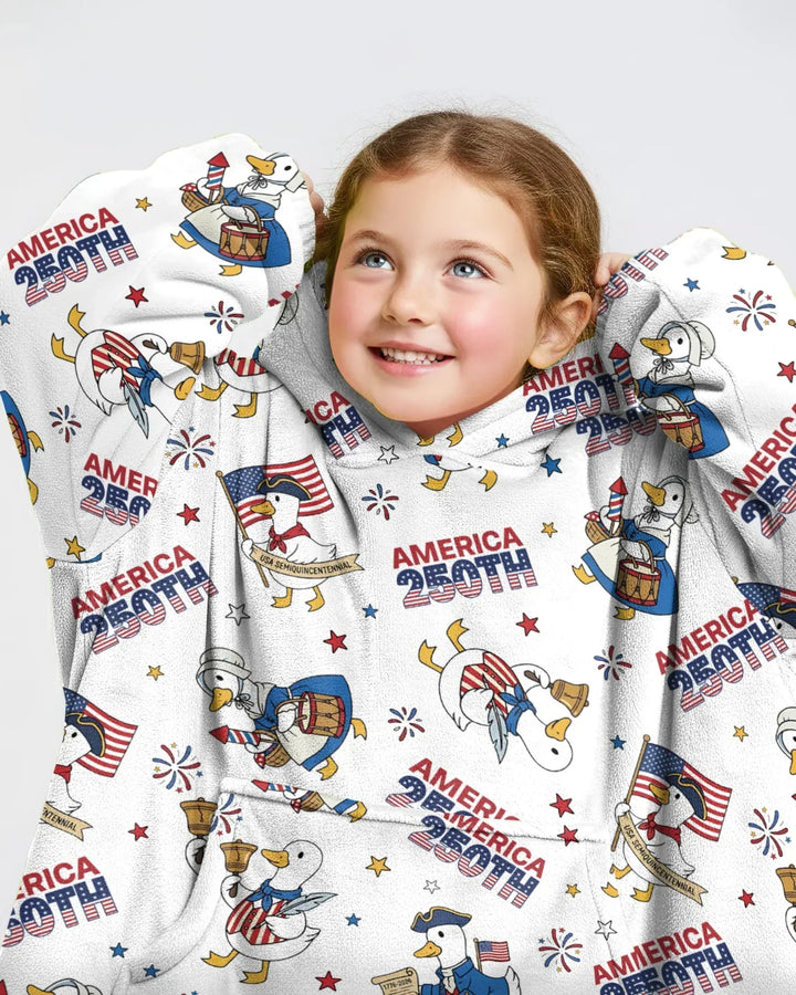 Patriotic Goose Celebrating 250 Years Wearable Blanket Hoodie
