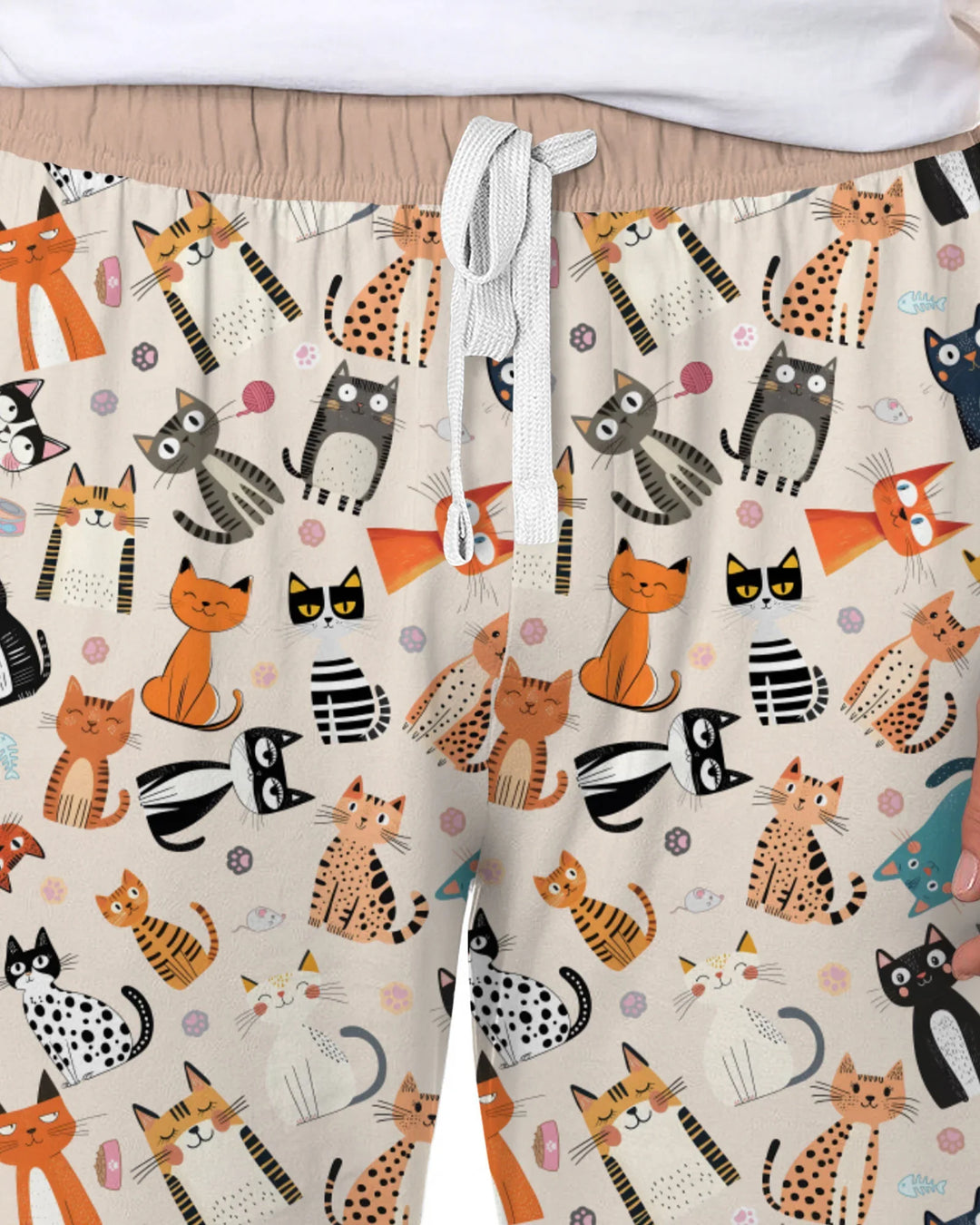 Pijama familiar de bambú para hombre a juego de la familia de gatos Goofy Mischief