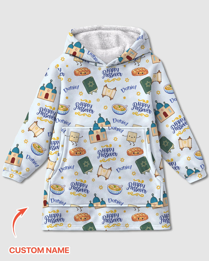 Custom name "Pesach Sameach" Blanket Hoodie