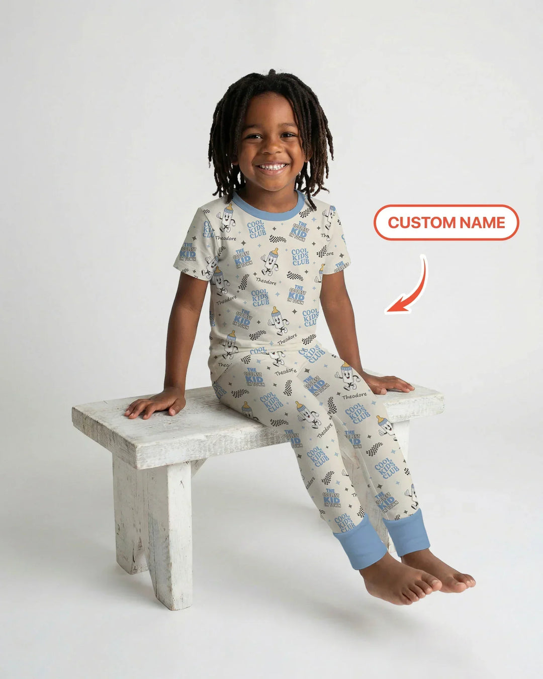 Custom Name Cool Club Daddy & Me Matching Bamboo Two Piece Short Sleeve Pajama Set