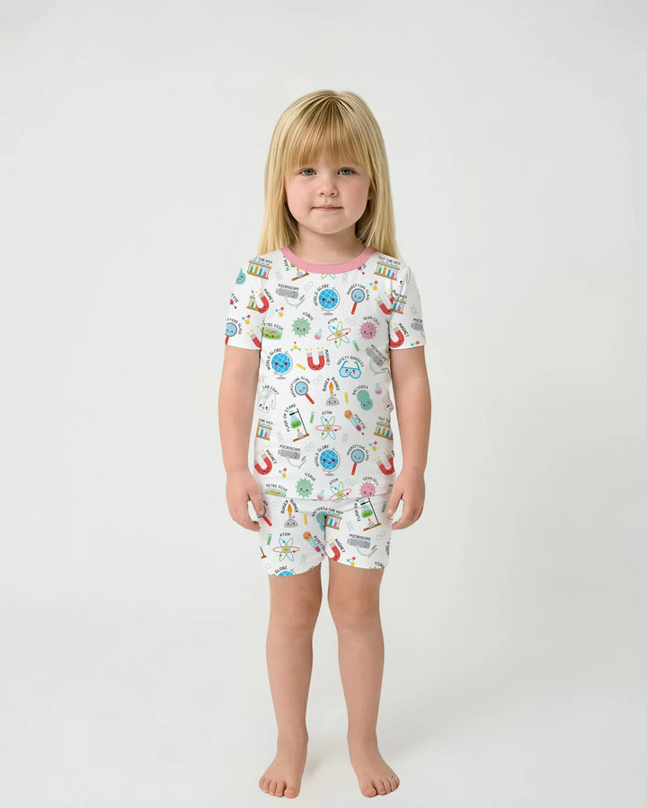 Science Fun Family Matching Bamboo Two Piece Short Sleeve Shorts Pajama Set