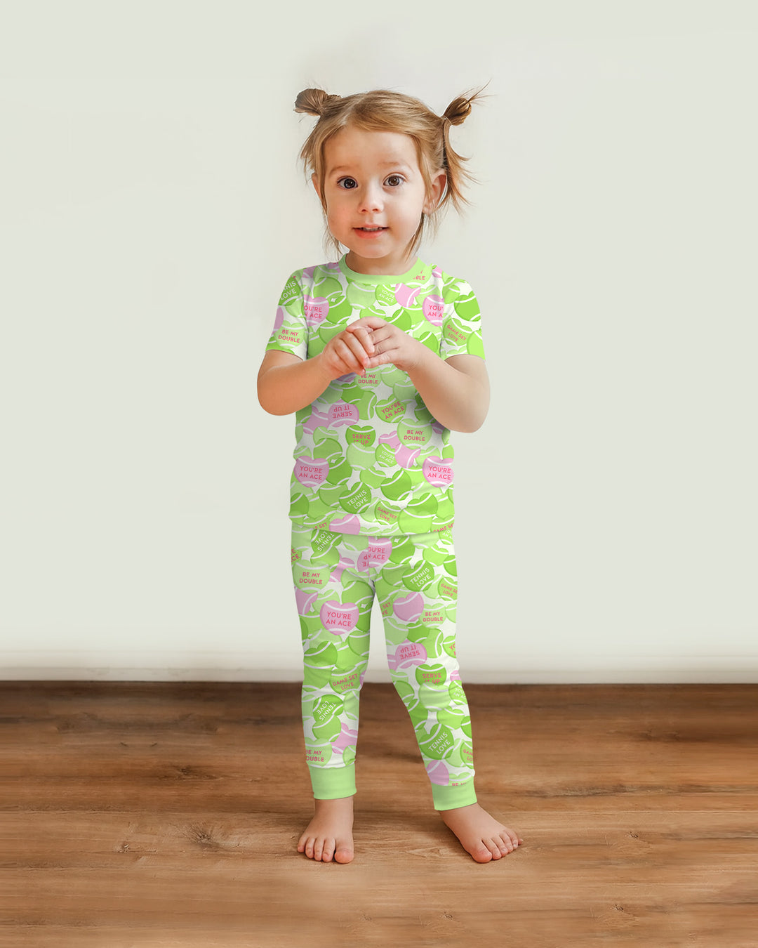 Tennis Candy Family Matching Bamboo Two Piece Short Sleeve Pajama Set